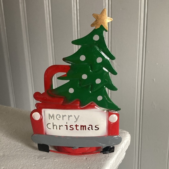 NWT Set of 2- Farm Truck Christmas Tree🎄 Merry Christmas Metal Candle🕯️Holders - Picture 3 of 14